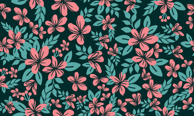 Antique flower pattern background for valentine, with leaf and floral seamless design.