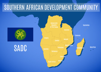 Vector map of the Southern African Development Community (SADC)