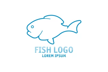 Fotobehang Vis Logo vector ontwerpsjabloon voor sushi en visrestaurant en winkel. Platte vectorillustratie EPS 10 © vadish