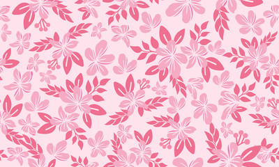 Fototapeta na wymiar Romantic pink floral for valentine, with leaf and flower pattern background.