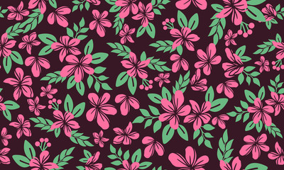 Romantic pink floral for valentine, with leaf and flower pattern background.