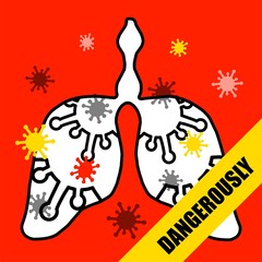 Lungs on the red background of Chinese symbolism, the epidemic of coronavirus pneumonia in China. Vector graphics for articles, news, banner. 2020 Chinese New Year and scary disease news