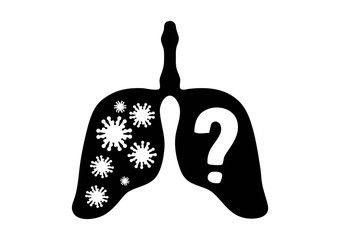 Lungs with the virus on the white background. Asian epidemic of coronavirus pneumonia in China. Vector graphics for articles, news, banner. 2020 Chinese New Year and scary disease news