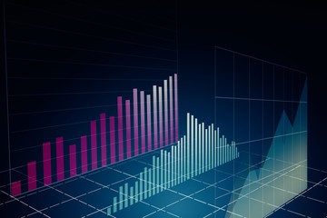 Abstract financial and data charts. 3D Rendering