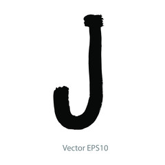vector brush strokes Hand Drawn Alphabet Font. J