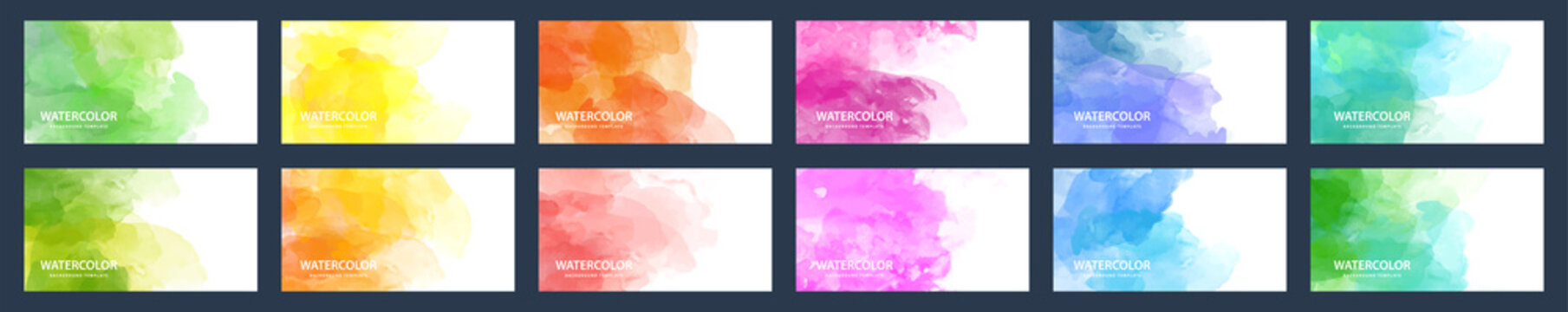 Big set of beauty vector colorful watercolor backgrounds for business card, brochure or flyer