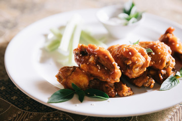 buffalo wings , Fried chicken with hot and spicy sauce
