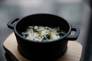 Spinach Cheese Bake on wooden plate apptizer