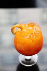 Sunrise Cocktail orange pineapple juice in restaurant