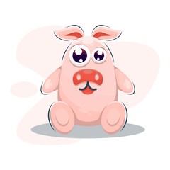 Cute Pig Mascot Cartoon Design Vector