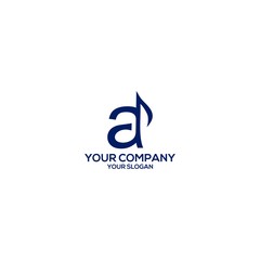 Melody in Letter A Logo Design Vector