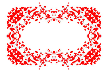 heart made of hearts on red background