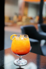 Sunrise Cocktail orange pineapple juice in restaurant