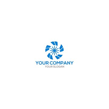 Blue Wind Fan Logo Design Vector