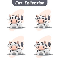 Cute cow Mascot Cartoon Design Vector collection