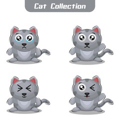 Cute cat Mascot Cartoon Design Vector collection