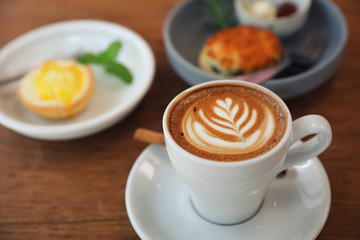 Coffee and Classic Scones and Lemon Tart with Cream Jam