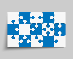 Vector background blue piece puzzle frame jigsaw