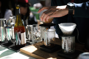 Drip coffee making drip espresso in vintage style