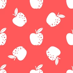 Gordijnen Appel patroon. Fruit naadloze achtergrond of behang. Herhaald ontwerp geweldig voor keuken en voedsel digitaal papier, textiel, stof, decor, verpakking. Vintage oppervlak © Ava Ava