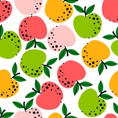 Apple pattern. Fruit seamless background or wallpaper. Repeated design great for kitchen and food digital paper, textile, fabric, decor, wrapping. Vintage surface