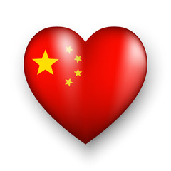 China Flag in 3D Heart Shape , emoticon design . Love China . Vector illustration .