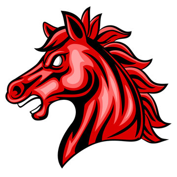 Cartoon angry horse head mascot