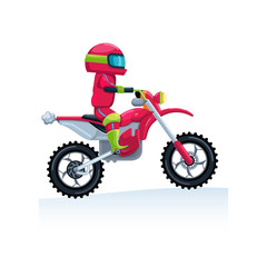 Fototapeta na wymiar Extreme motorcyclist rides a red sports bike. Flat style. Isolate Vector illustration.