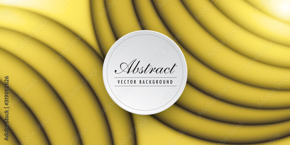 Poster Yellow vector background with circle and curve line element overlap layer