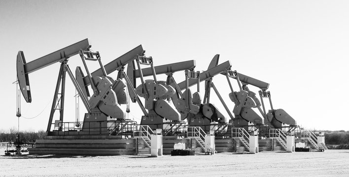 Working pump jacks and oil field equipment in central Texas