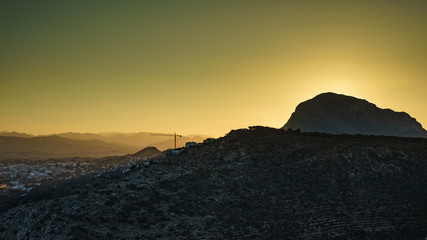 Construction site with crane. Spanish coast.