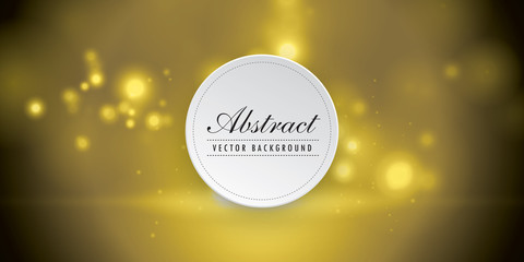 Festive yellow luminous background with yellow lights blurred bokeh.