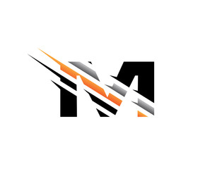 Abstract Initial Letter M Fast Technology logo icon vector design concept.