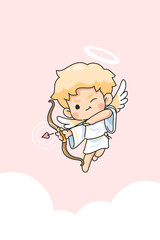 cute cupid cartoon for valentine day concept