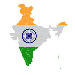 インド　 国旗　地図　アイコン