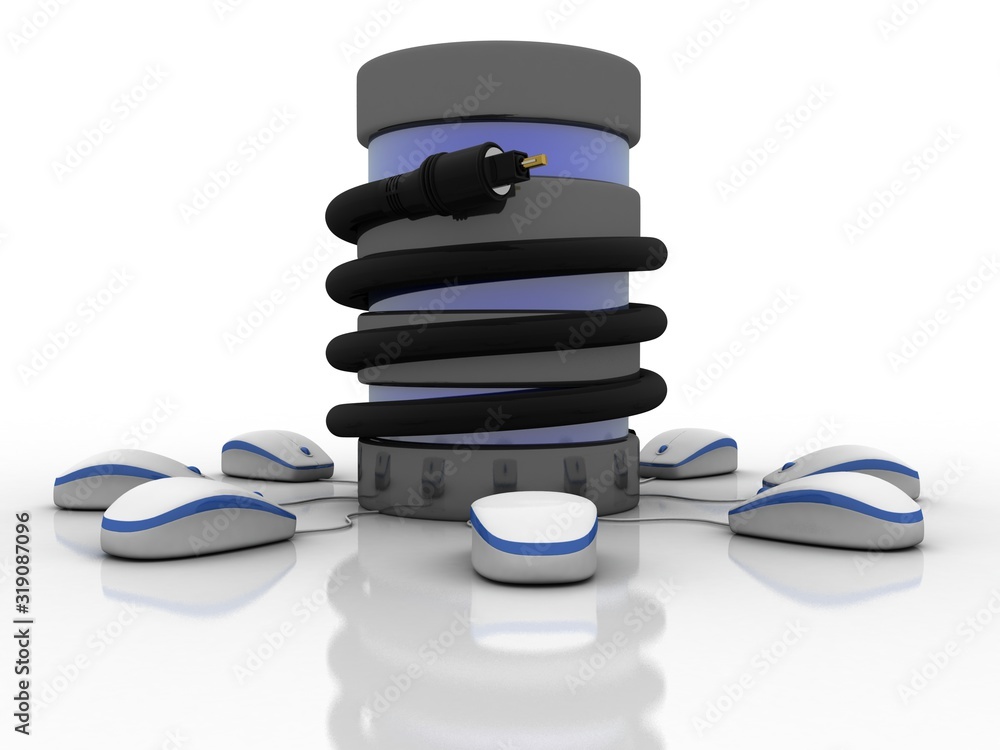Poster 3d rendering aux cable connected database
