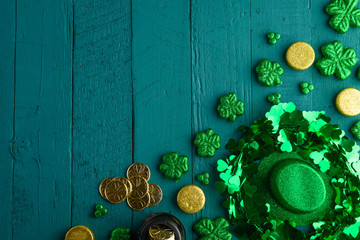 Traditional Irish holiday St. Patrick's Day, March 17th celebration, with accessories