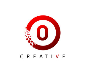 Circle O Letter Digital Network , abstract red O dotted logo design.