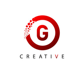 Circle G Letter Digital Network , abstract red G dotted logo design.