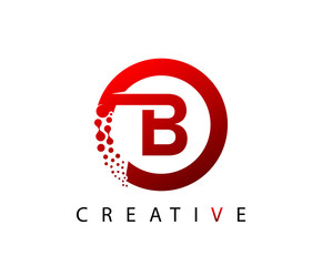 Circle B Letter Digital Network , abstract red B dotted logo design.