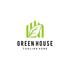 Illustration creative Modern natural leaf with house logo design