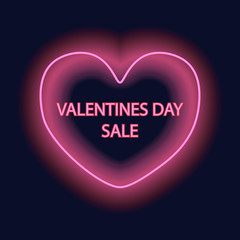 Valentines Day. Valentines Day neon sale banner sign. Banner