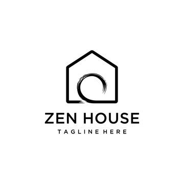  Illustration Zen Vector Circle Brush Strokes For House Frames Logo Design