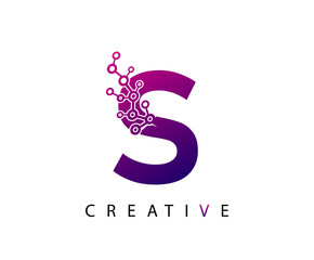 Abstract S Letter , modern S dot technology logo design.