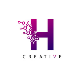 Obraz premium Abstract H Letter , modern H dot technology logo design.