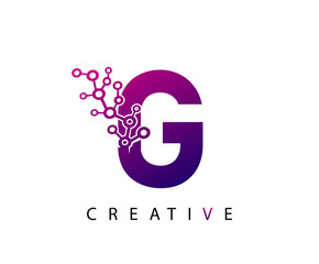 Abstract G Letter , modern G dot technology logo design.