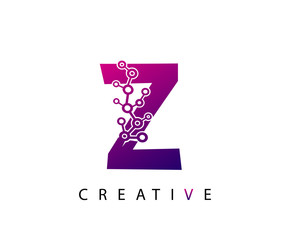 Abstract Z Letter , modern Z dot technology logo design.