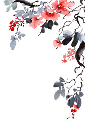 Blossom sakura tree branch