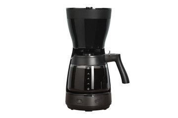 Coffee machine on white background, full coffee maker