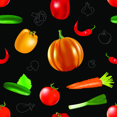 Background with Vegetables. Can be used for vegan products, brochures, banner, restaurant menu, farmers market and organic food store